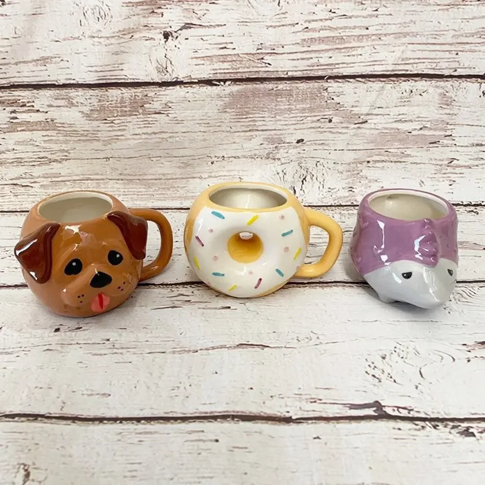 TARGET Novelty Ceramic Coffee Mugs 12 oz Set of 3 Dog Donut Hedgehog